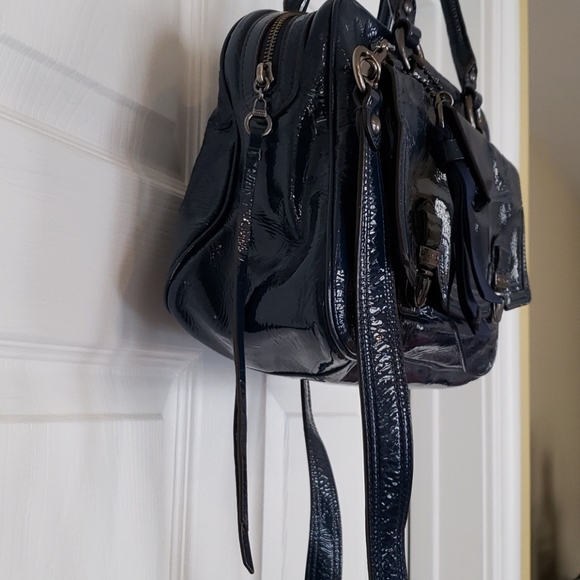 Coach Poppy Blue Push Lock Patent Leather Satchel - Picture 5 of 16